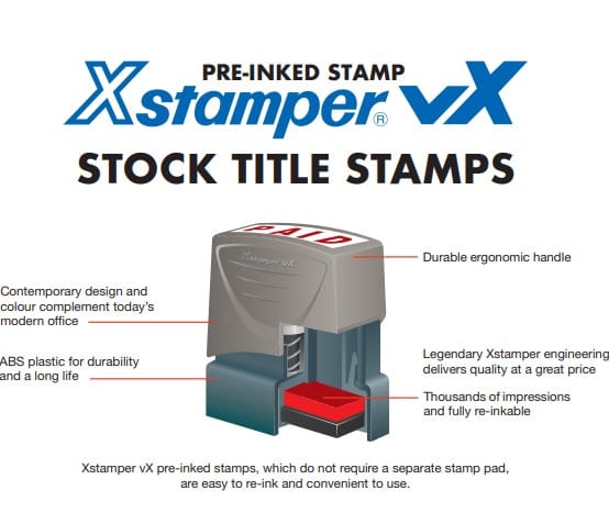 ตรายางหมึกในตัว XSTAMPER (ES-BV T-12) คำว่า จ่ายแล้ว หมึกสีแดง_9